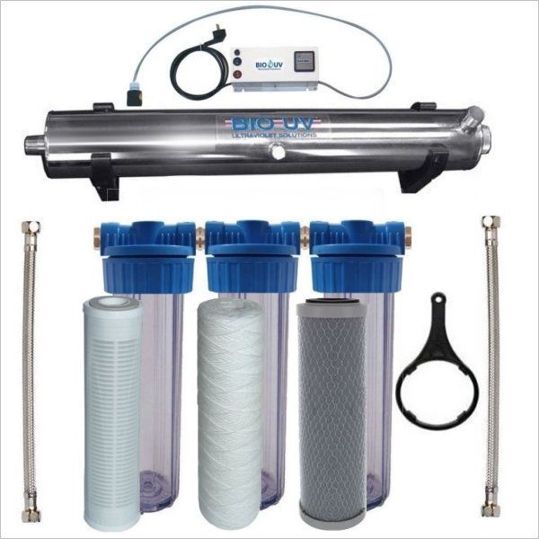 Station de traitement UV 3 filtres transparents BIO-UV Home-3 3,2 M³/h 20  pouces